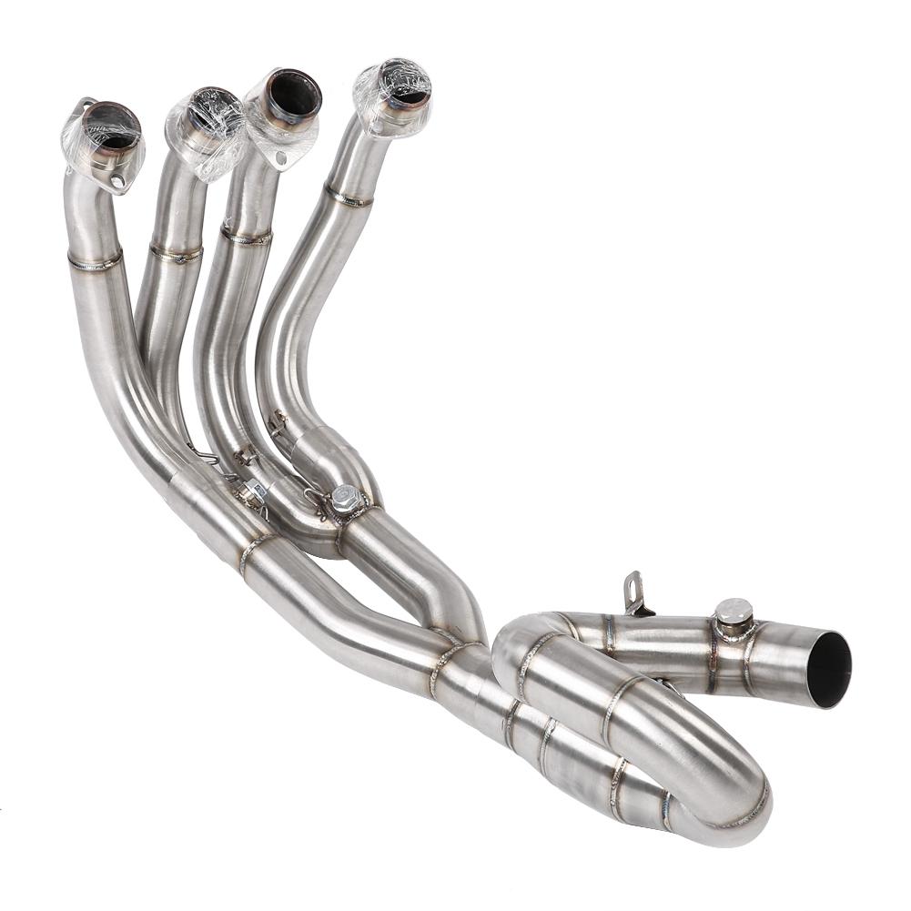 Motorcycle Full Exhaust System, Front Vent Pipe Link, Connection for YZF R6 2006 2018, High Strength Stainless Steel, Anti- , 51mm Muffler,