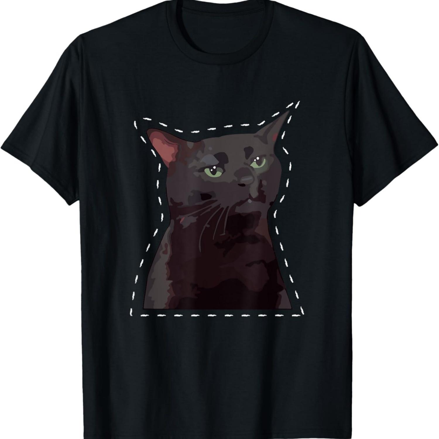 Black Cat Zoning Out Funny Black Cat Meme Men Women T-Shirt S