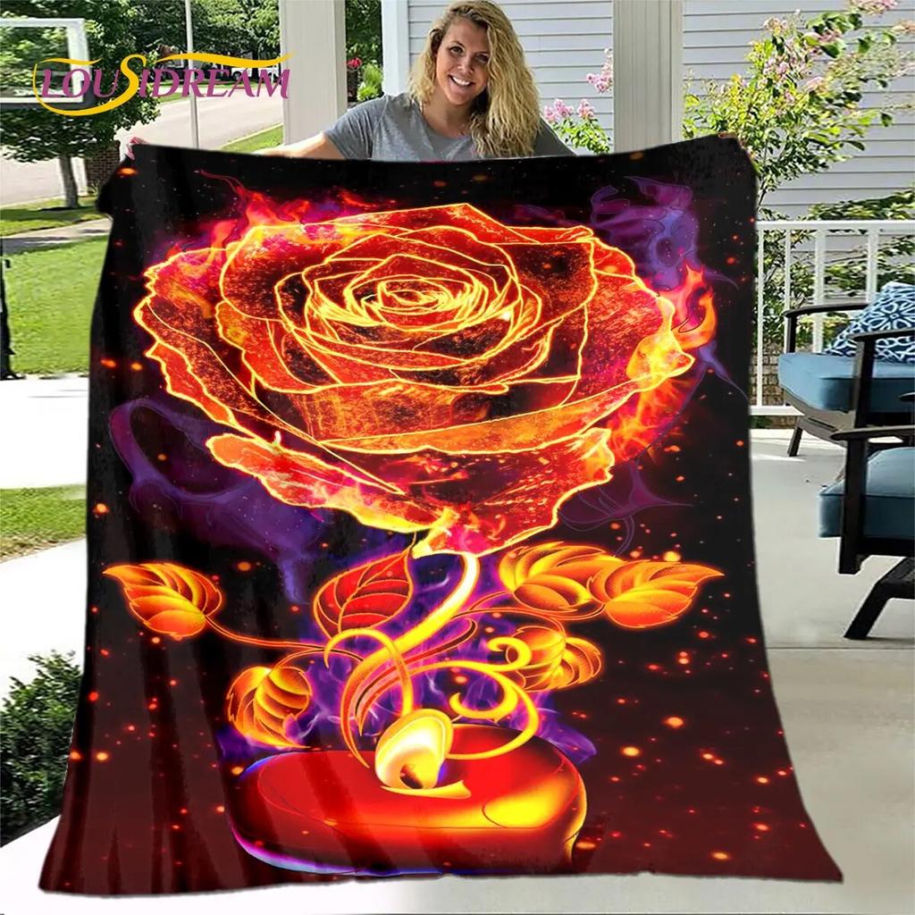 Newest 3D Rose Flower Sunflower Blanket,Flannel Blanket Throw Blanket,Sherpa Warm Blanket for Living Room Bedroom Beds Sofa Gift
