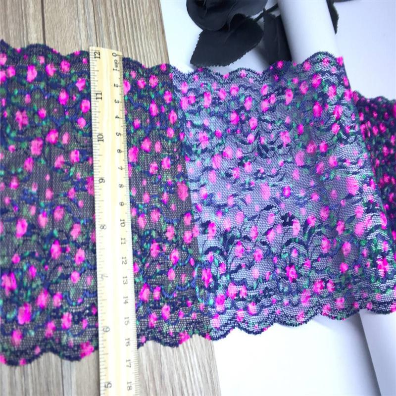 16.5cm wide Multicolor Elastic Lace, Stretchy Spandex Sewing Lace Trim for Lingerie, Bra, Underwear, Garment, Crafting