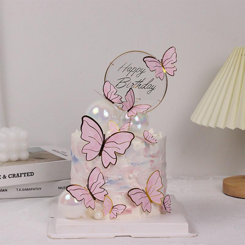 30Pcs Butterfly Cake Toppers Princess Girl Wedding Happy Birthday Party Decor Dessert Cake Decor Butterfly