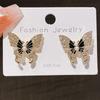 Korean Sweet Butterfly Stud Earrings for Women White Rhinestones Black Enamel Oil Wings Earrings Fashion Cute Elegant Zircon
