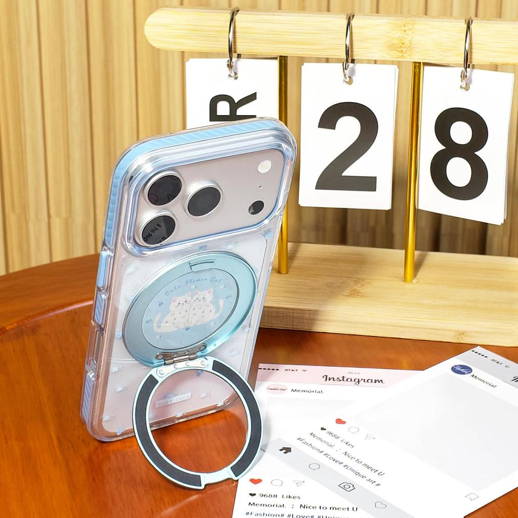 iPhone 17 Pro Max/15 Pro Case with 360° Pivot Stand