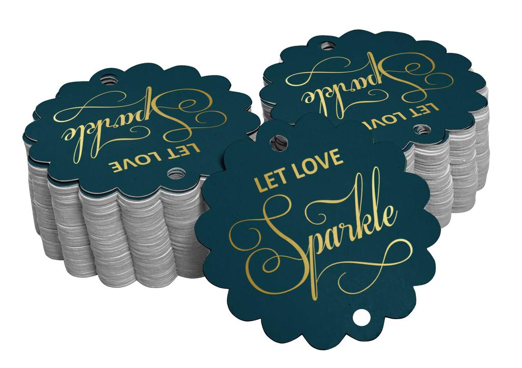 Inkdotpot 100 Pack Let Love Sparkle Wedding Favor Paper Tags Craft Real Gold Foil Hang