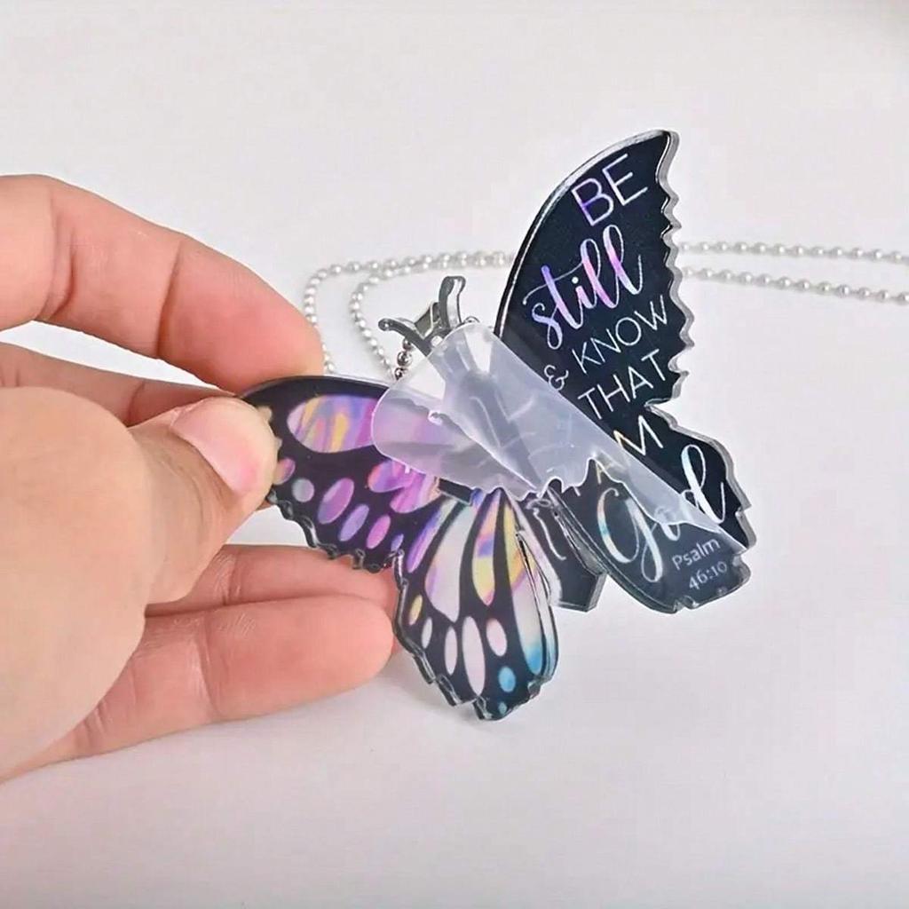 Exquisite Colorful Black Butterfly Cross Pendant, Bicycle Rearview Mirror Decor, Keychain, Holiday Gift