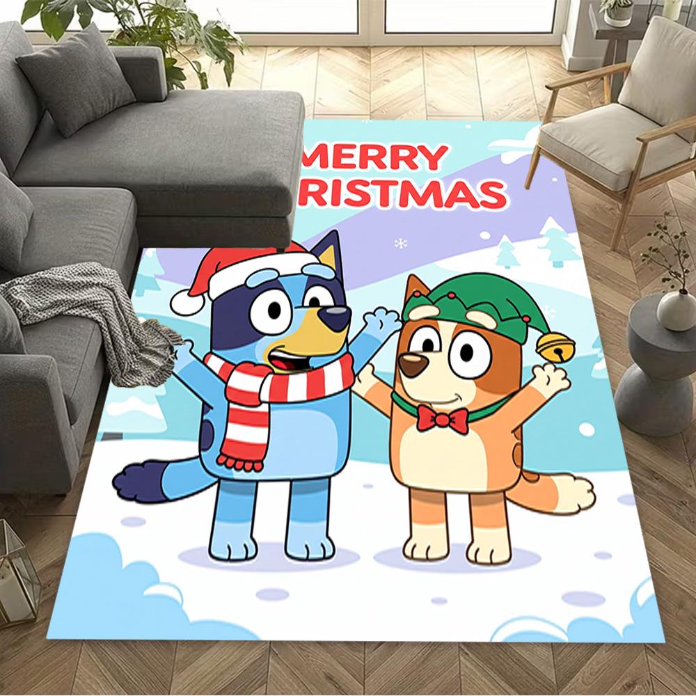 Bluey Friends Adventure Area Rug Perfect for Dormitory Foyer Study room Game Room Anti-slip Rug Anime Office Decor Perfect Birthday/Christmas Gift Ide