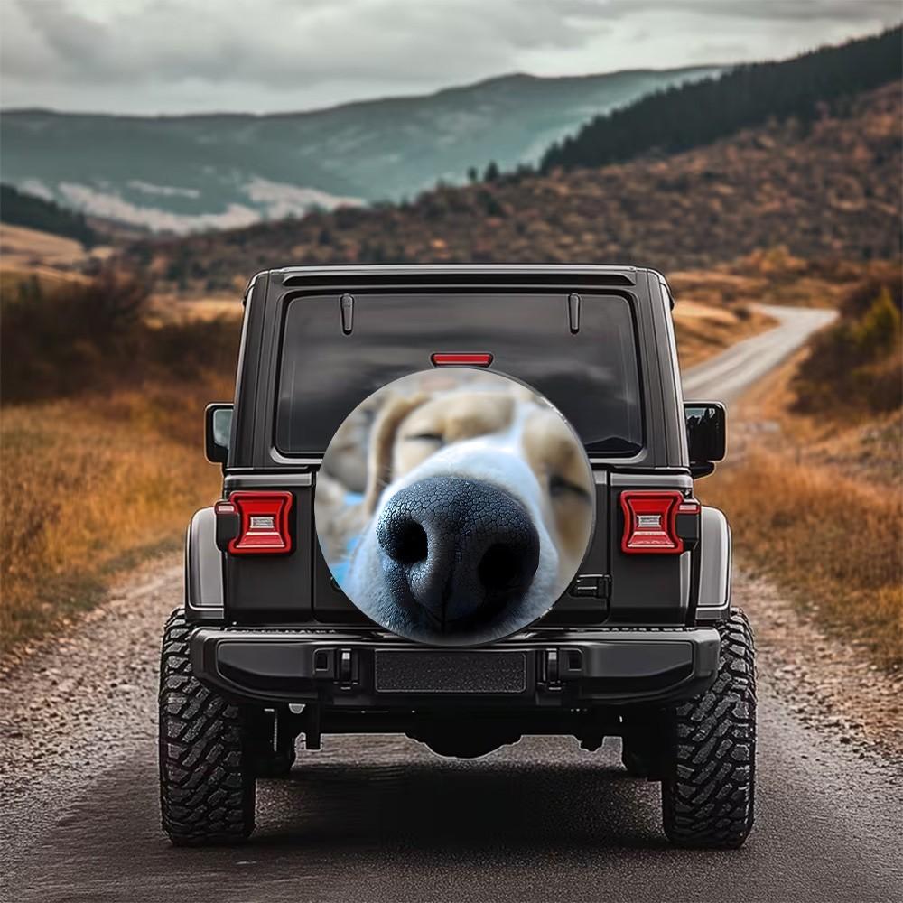 Cute Dog Nose Spare Tire Cover Waterproof Polyester SUV Wheel Protector Universal Fit