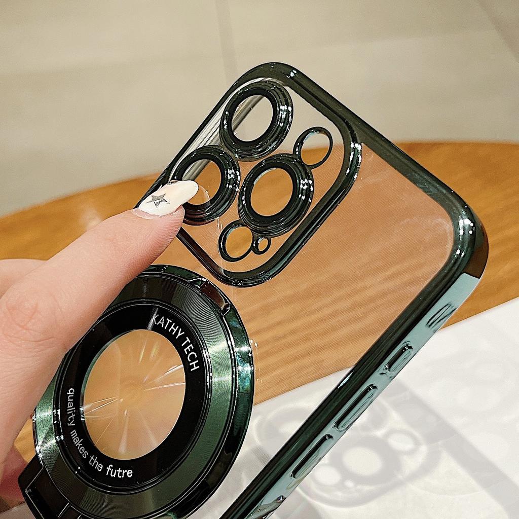 Electroplated Magnetic Stand Phone Cases Suitable for iPhone 15 Pro Max 14 Shockproof 14, Lens Protector 13 Shockproof 12 Electroplated 11