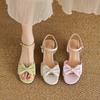 Summer sandals women's new Korean version flat-soled sandals women's rubber soft-soled large and small size women's shoes back empty solid color bow