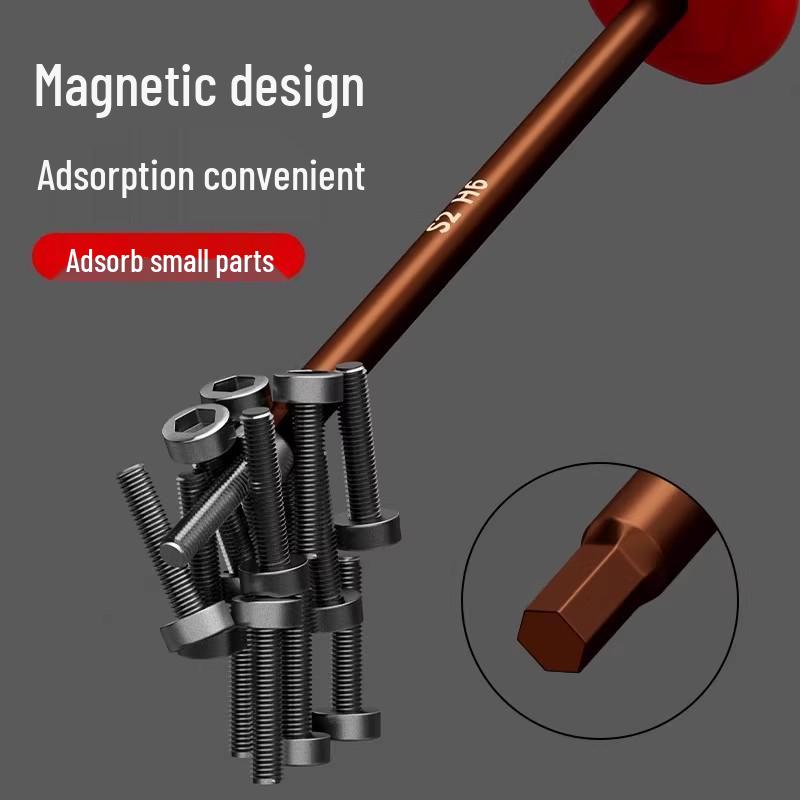 Hexagonal S2 Steel Screwdriver Hex Wrench with Extended Straight Handle, H2.5/4mm Industrial Grade.