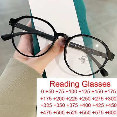 Anti Blue Light Round Reading Glasses For Women Men Clear Anti Radiation Computer Eyewear Prescription Lenses