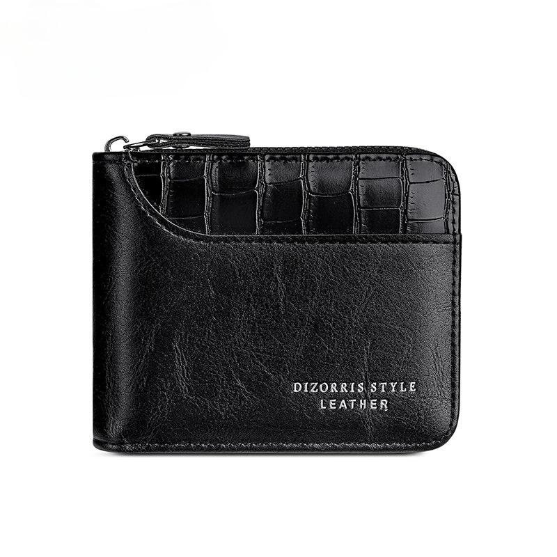 Luxury Men’s Wallet Leather Mens Purse Male 3 Flod  Zipper Money Clip Card Holders with Coin Pocket Rfid Wallets Gifts for Men Money Bag