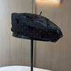 Mesh Rhinestone Light Luxury Beret Women'S Summer Breathable Octagonal Hat Embroidery Bow Painter Hat