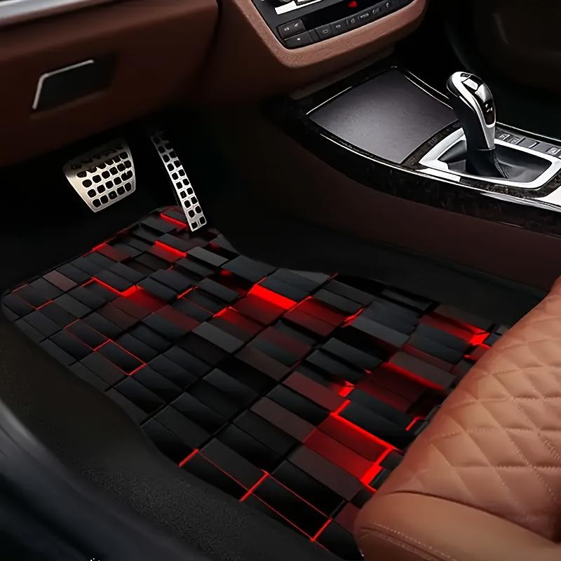 Applicable To All Car Models, 4pcs Red 3D Square Pattern Car Carpet, Four Seasons Car Carpet, with Non-Slip Base, Easy To Clean