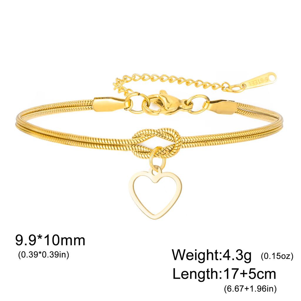 Cazador Stainless Steel Hollow Heart Charm Bracelet for Women Love Knot Snake Chain Bracelet Birthday Gift 2026 New