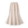 Women's Mid-Length Fishtail Wool Skirt: Elastic Waist, Solid Color, Casual & Versatile