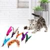 7 pcs Pet Cat Teaser Dangler Toy Rod Stick Feather Replacement Head Cats Supplies