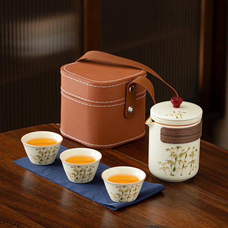 Jinsi Guyun Kuaike Cup Ru Kiln Outdoor Travel Tea Set Souvenir Business Travel Camping Printing