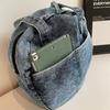Runde Jeans-Tasche mit Schleife für Damen Streetwear Mode Große Kapazität Lässige Geldbörse