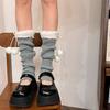 Lolitas Leg Warmers for Women Girls White Ball Knitted Leg Sleeves Winter Warm Ankle Heap Socks JK Uniform Foot Cover