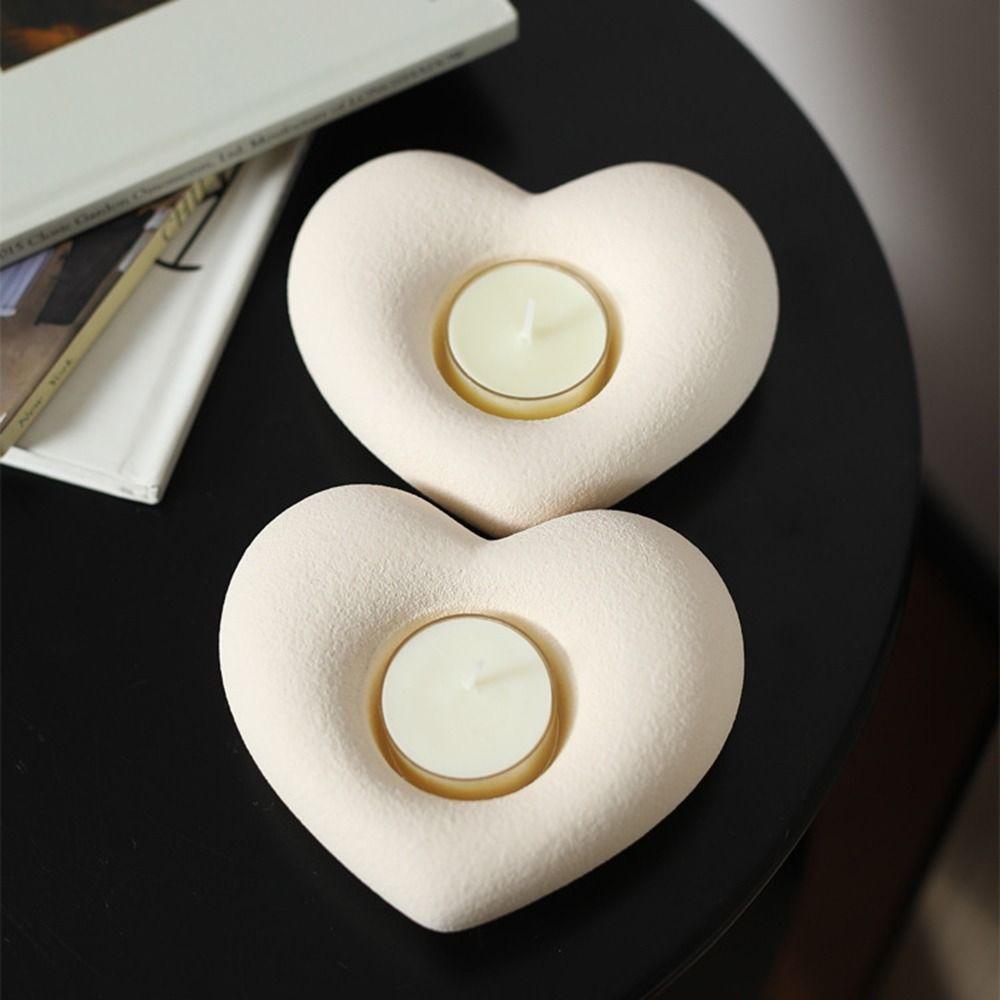 Ceramic Material Ceramic Candlestick Heart Shape Design Wedding Candle Base  Wedding Decor