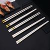 5 Paar japanische chinesische Essstäbchen, Sushi-Stäbchen, wiederverwendbares koreanisches Essstäbchen-Set aus Metall, gesundes Geschirr aus Legierung, Palillos Chinos