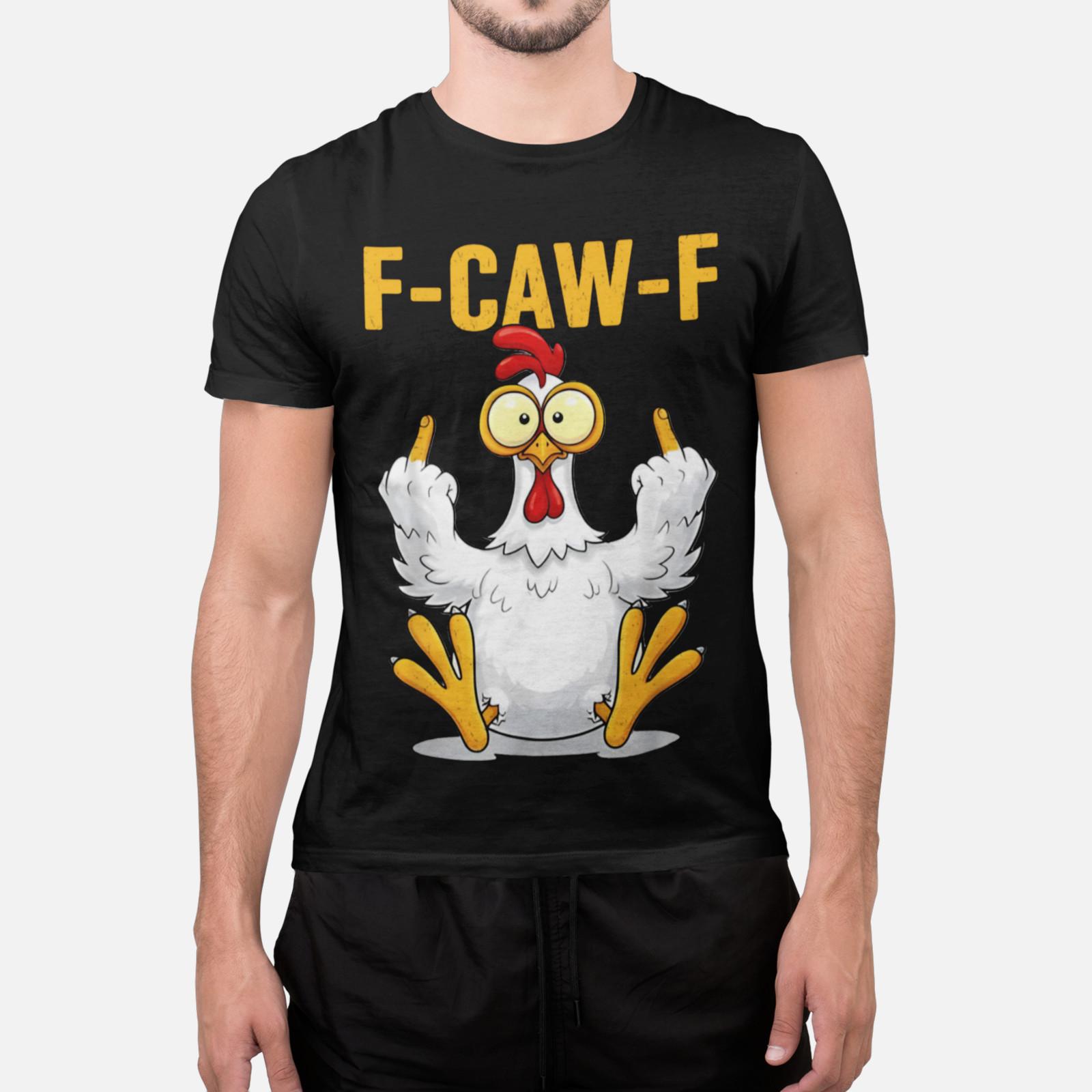 F-Caw-F Shirt Funny Chicken Flipping Bird Sarcastic Humor Tee M