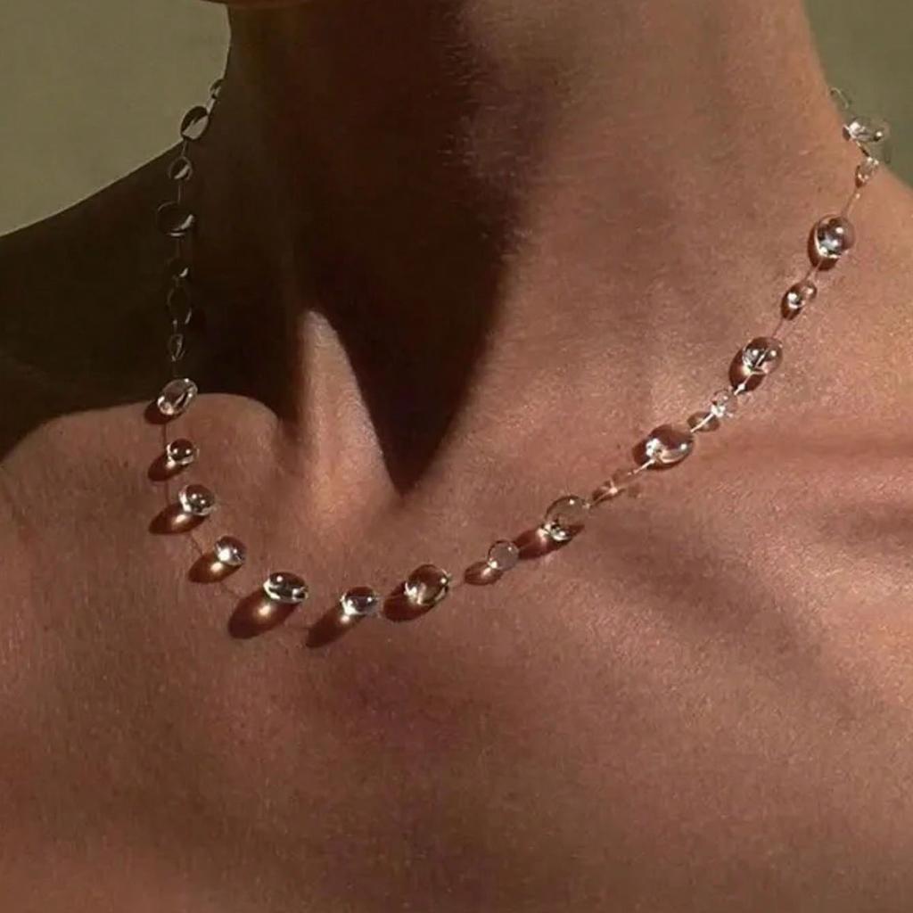 Ins Simulation Water Drop Clear Dewdrop Series Necklace Handmade Glue Dripped Fashion Jewelry Women Niche Gifts Friends