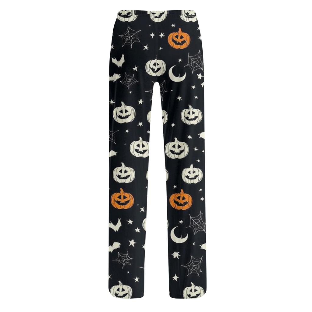 Dámské kalhoty se stahovací šňůrkou s halloweenským potiskem, ležérní kalhoty