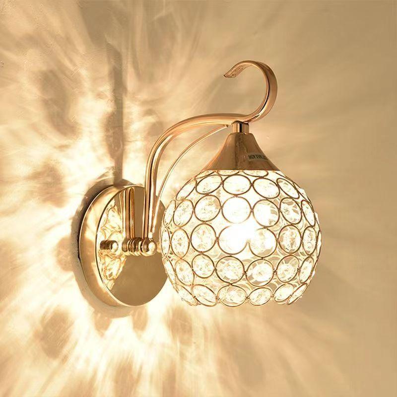 E27 Wall Sconce Crystal Wall Light Simple and Creative Bedroom Bedside Wall Lamp Crystal Lights for Home Ligting Wall Decor Lamp