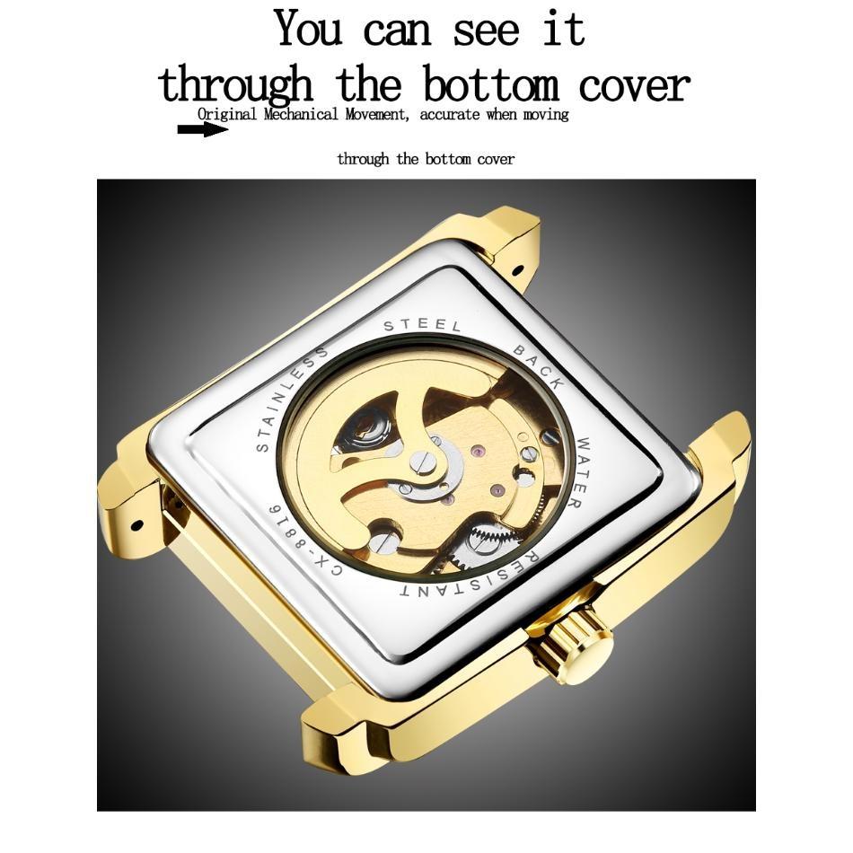 Chenxi Relógio Automático de Ouro de Luxo Masculino Business À Prova d'Água Esqueleto Tourbillon Mecânico de Pulso