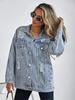 Women's Oversized Ripped Denim Boyfriend Jacket