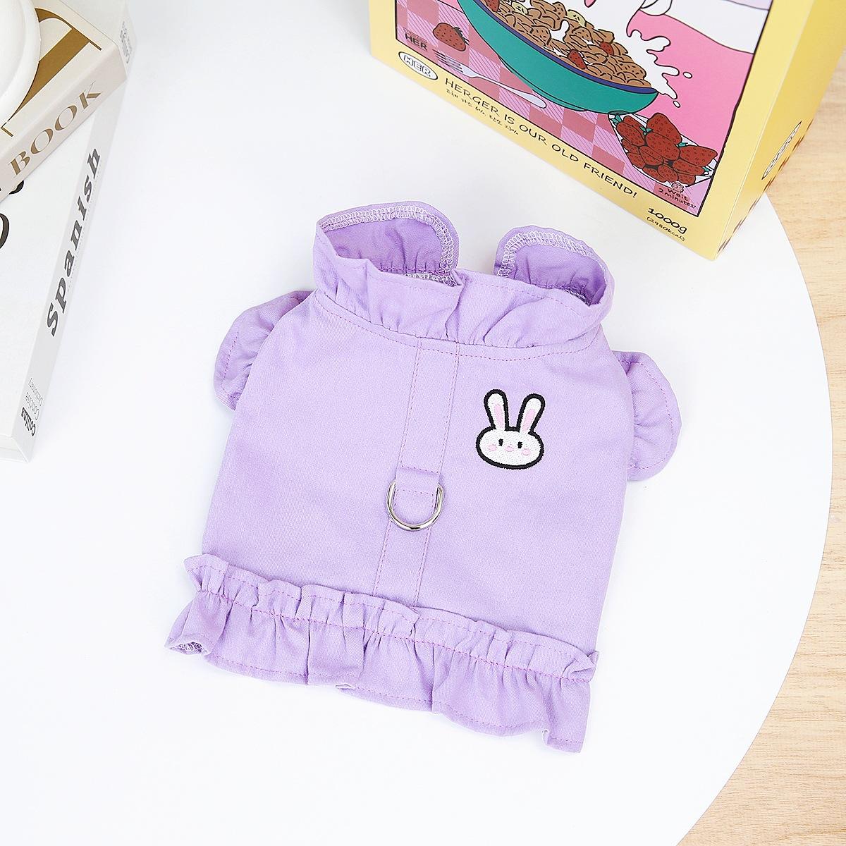 

2023 весенне-летняя одежда для домашних животных, одежда для щенков, одежда для Тедди, юбка для собаки на спине, кролик, ковбойская одежда на груди, оптовая продажа S фиолетовый