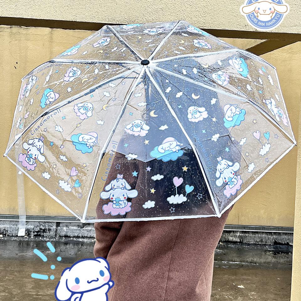 Kuromi Anime Soft Girl Transparent Folding Umbrella - Thickened and Portable