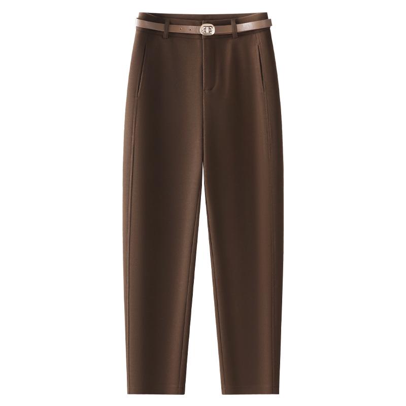 

Женские брюки хаки из шерсти - Осень/Зима 2024 Свободный крой, Высокая посадка Флисовые Морковь 2XL