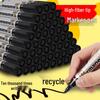 Black Waterproof Oil-Based Refillable Thick Marker with Large Capacity and Broad Tip