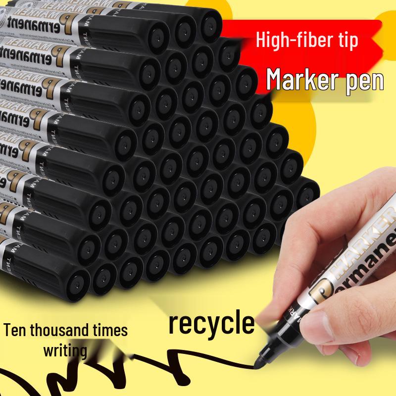 Black Waterproof Oil-Based Refillable Thick Marker with Large Capacity and Broad Tip