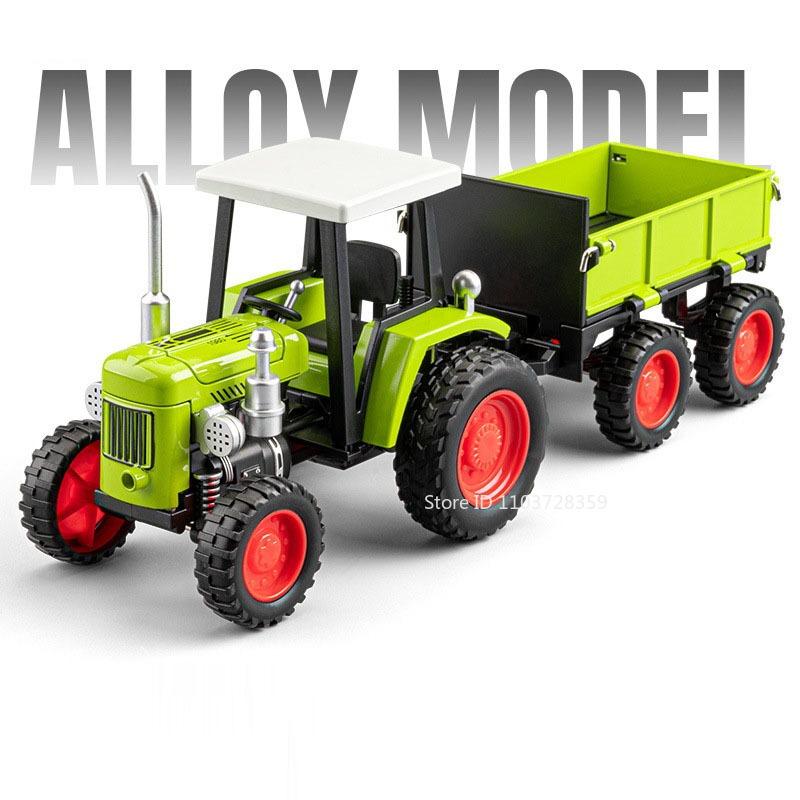 1:32 Trattori a Ruote Modelli Giocattolo Lega Metallo Pressofuso Trattori Agricoli Suono Luci Tira e Ritorna Ruote in Gomma Modelli Giocattolo per Regali Bambini
