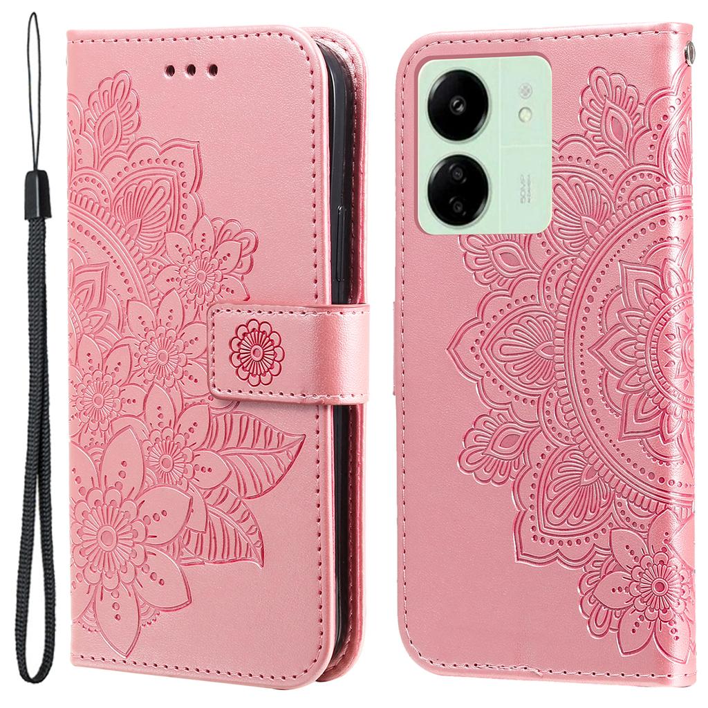 For Xiaomi Redmi 13C 4G/5G/13R 5G/Poco M6 5G/Poco C65 4G Case Floral Pattern PU Leather Wallet Stand Phone Cover