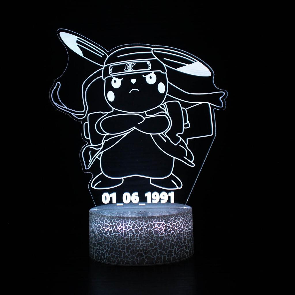 Pikachu 3D Night Light: Remote-Controlled, 7-Color Touch Desk Lamp Gift.