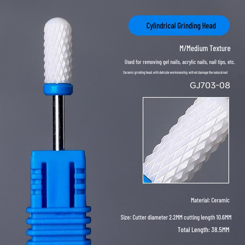 Ceramic Nail Art Grinding Head for Nail and Dead Skin Removal - Non-Heating Replacement Drill Bit.
