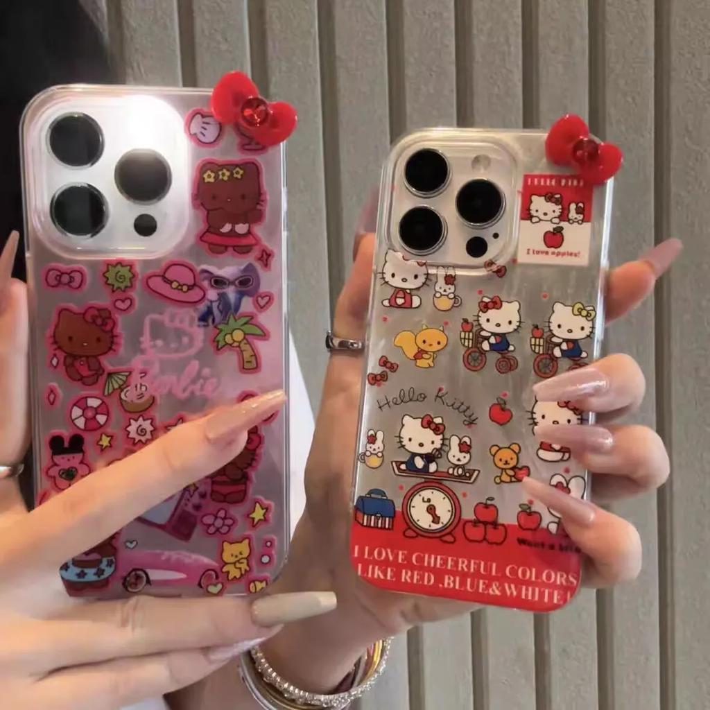 3D Bowknot Hello Kitty Phone Case For Iphone 17 16 Pro Max 17 Air 16e 15 14 13 12 11 Pro Max15 14 Plus X XS Max XR Cover Hard