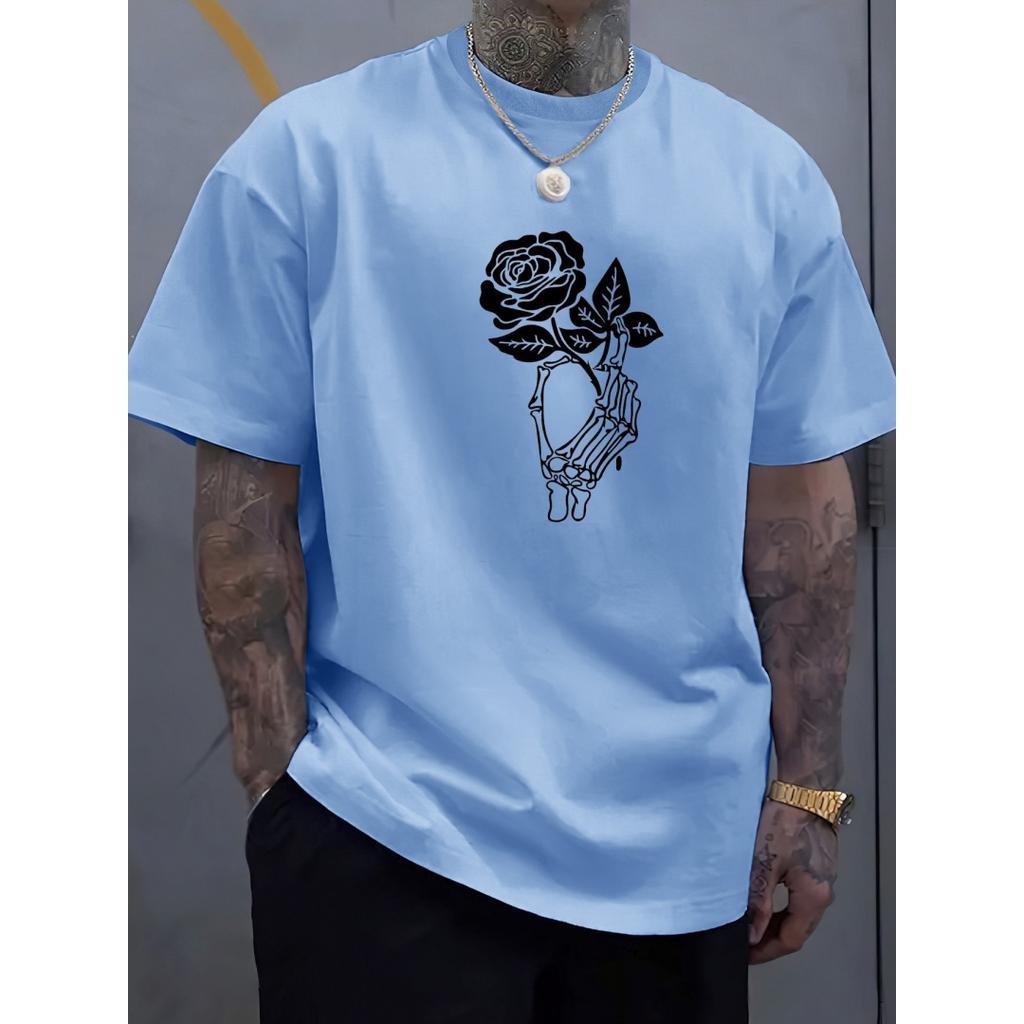 New men's summer fashion casual loose round neck short sleeved T-shirt top