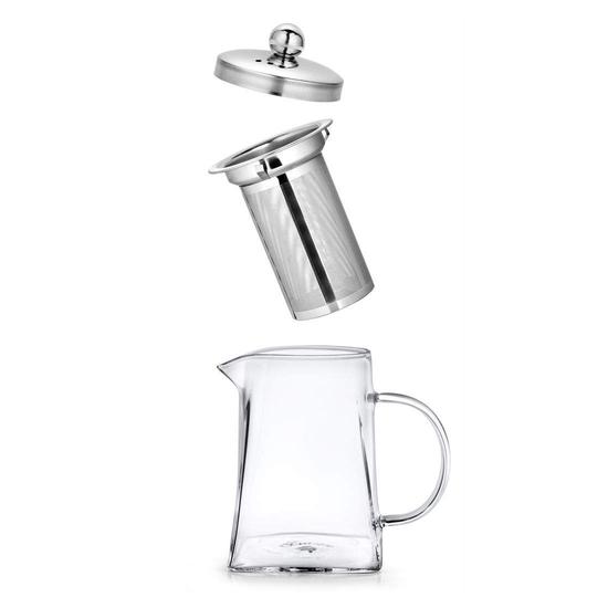 Octavius | Pyramid Shape Borosilicate Glass Tea Pot with Infuser - 900 Ml | Removable Infuser & Lid | Heat Resistant | Ideal for 6 To 7 Cups