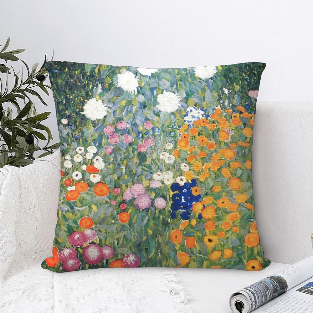 G-Gustav K-Klimt Oil Painting Pillow Case Sofa Decorative Home Double-Sided Print Plush Square Throw Pillow Covers Cushion Decor