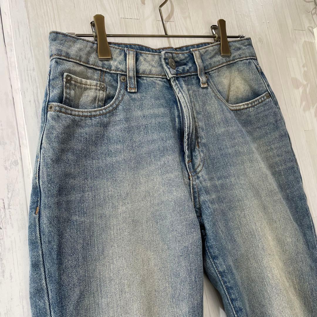 Earth denim tapered saxophone S beautiful legs vintage processing old clothes mature feel