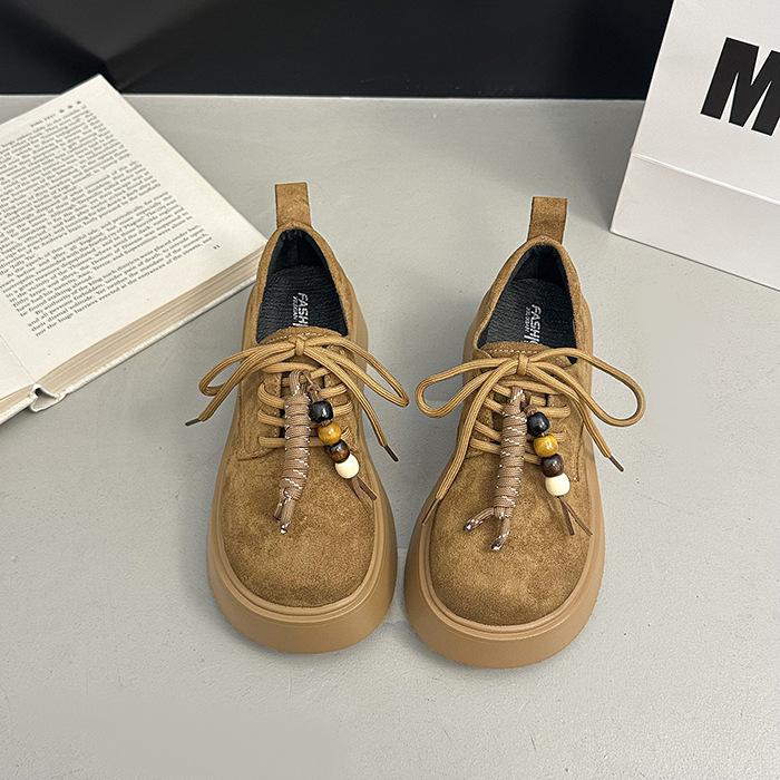 2025 fashion versatile platform single shoes women's new casual trendy shoes loafers women's comfortable spring and autumn beaded single shoes