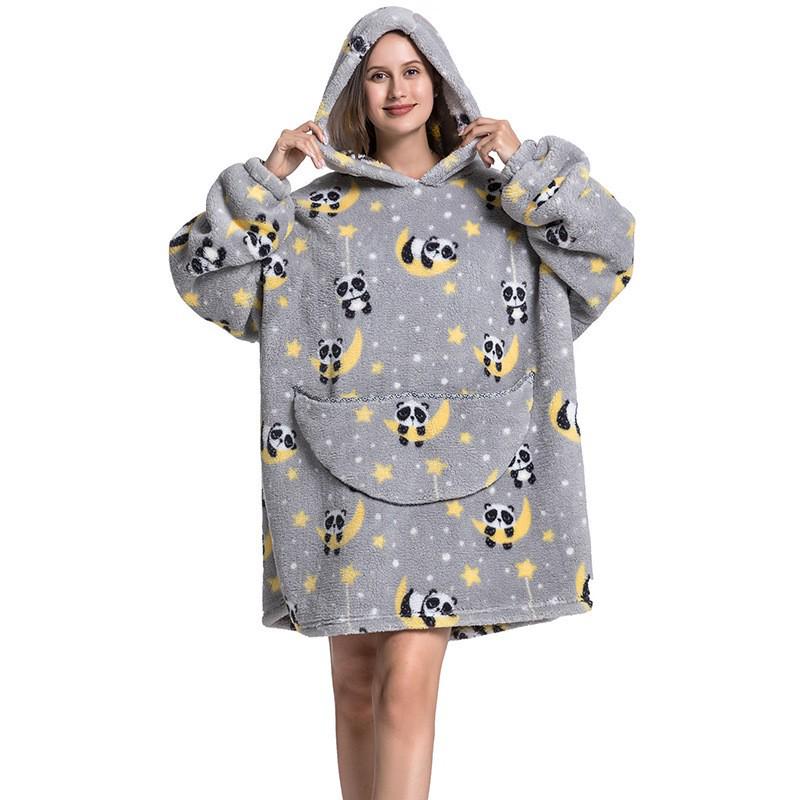 Cozy Autumn/Winter Pumpkin Blanket Sweatshirt: Thick Cotton Velvet Bathrobe for Indoor and Outdoor Warmth