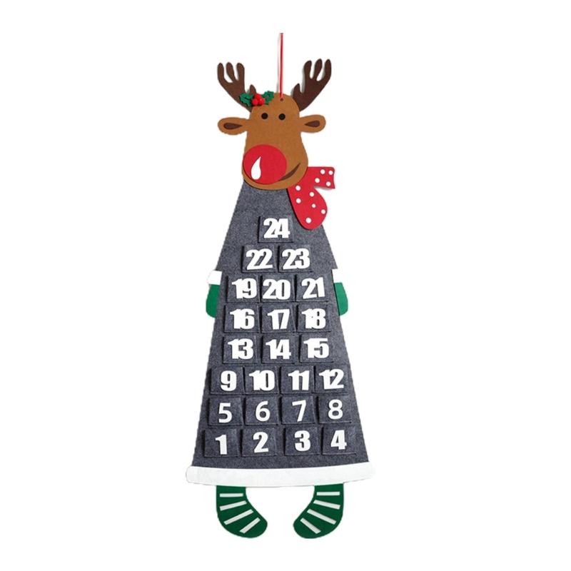 Countdown to Christmas Wall Calendar Ornament Santa Elk Gnome Felt Advent Calendar Home Wall Hanging Decor New Year Gift