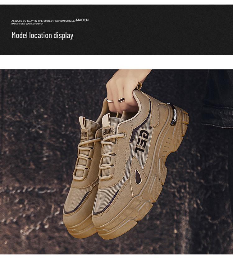 Men's Autumn Breathable Casual Work Shoes: Trendy, Thick-Soled, All-Match Sports Footwear